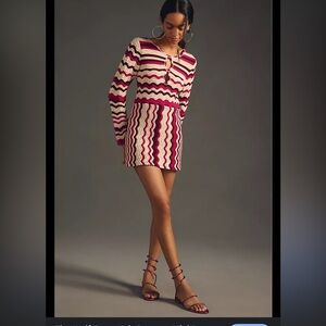 Pink and White Zigzag Mini Dress